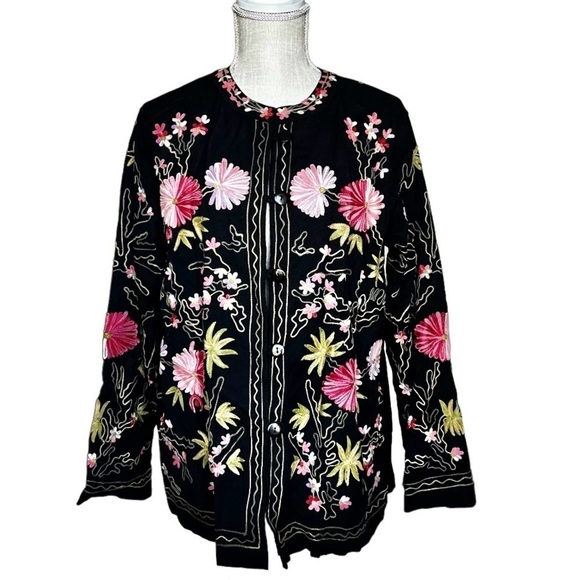 Bedford Faire Lifestyles Jackets & Blazers - Bedford Faire Floral Embroidered Jacket Size Large
